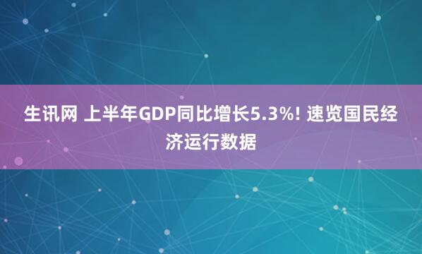 生讯网 上半年GDP同比增长5.3%! 速览国民经济运行数据